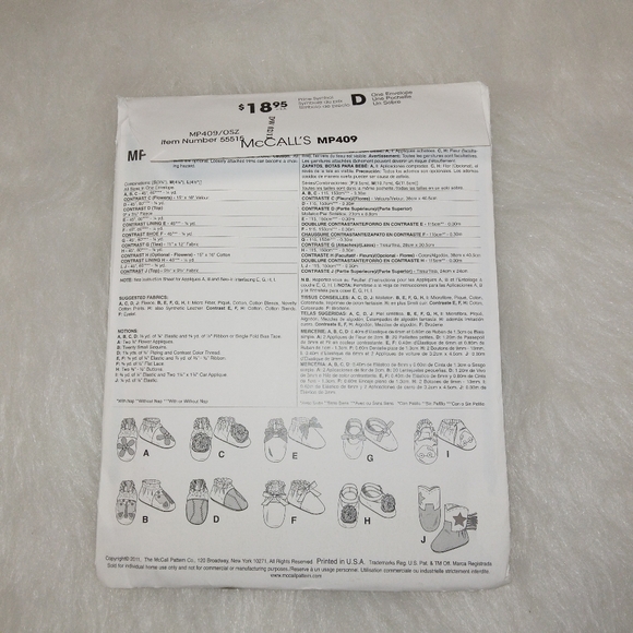 McCall's MP409 Cozy Toes Baby Shoes, new and uncut - Picture 4 of 4